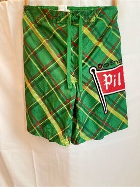 Vintage Molson Old Style Pilsner Swim Trunks Men M Green Plaid Board Shorts 2005
